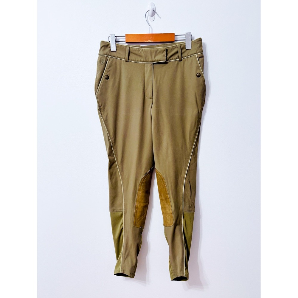 ARIAT Khaki Suede Knee Patch Equestrian Riding Breeches Size 28 L
